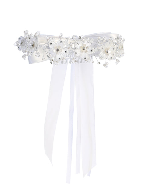 Elegant White Floral and Pearl Flower Crown for Girls
